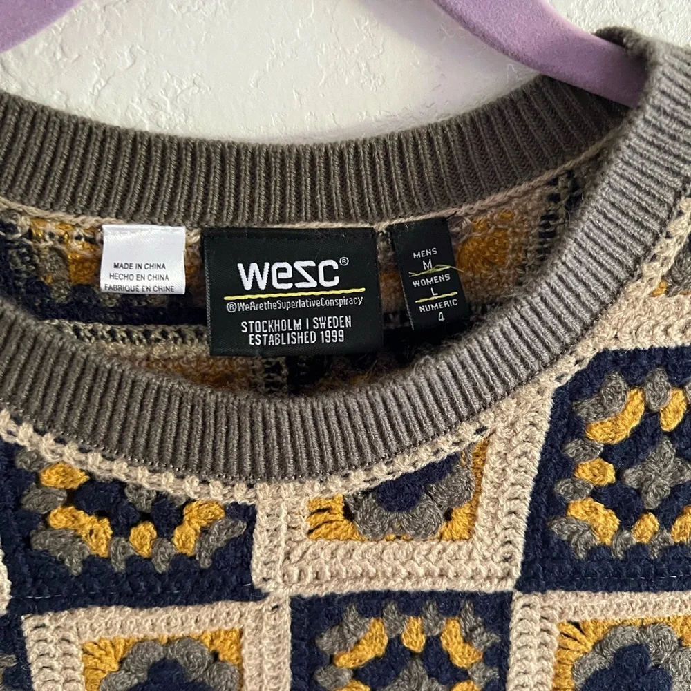 Wesc Geometric Knit crochet Sweater Vest - Yellow and Black - Picture 2 of 5